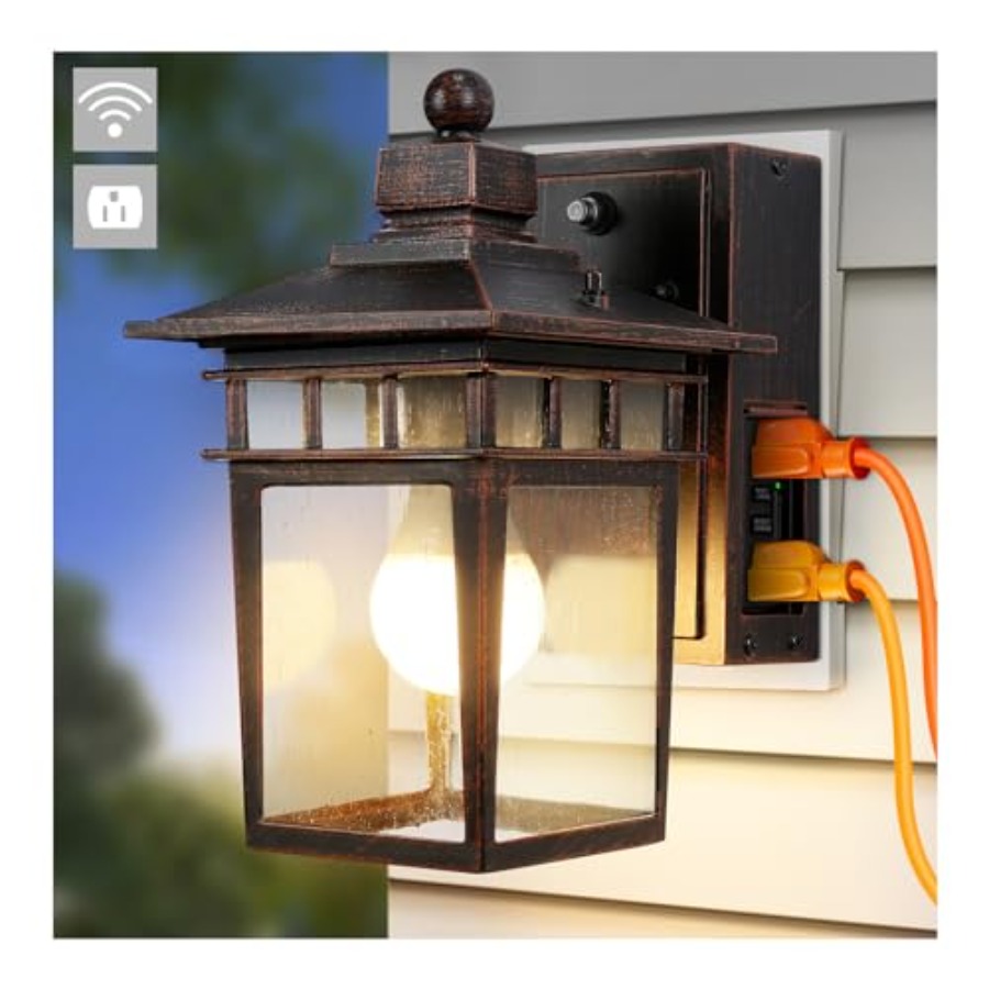 Outdoor Lighting Dusk To Dawn - إضاءة خارجية مع مأخذ كهربائي GFCI،