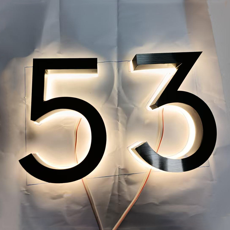Outdoor Lighting Logo - معدن ثلاثية الأبعاد LED رقم المنزل