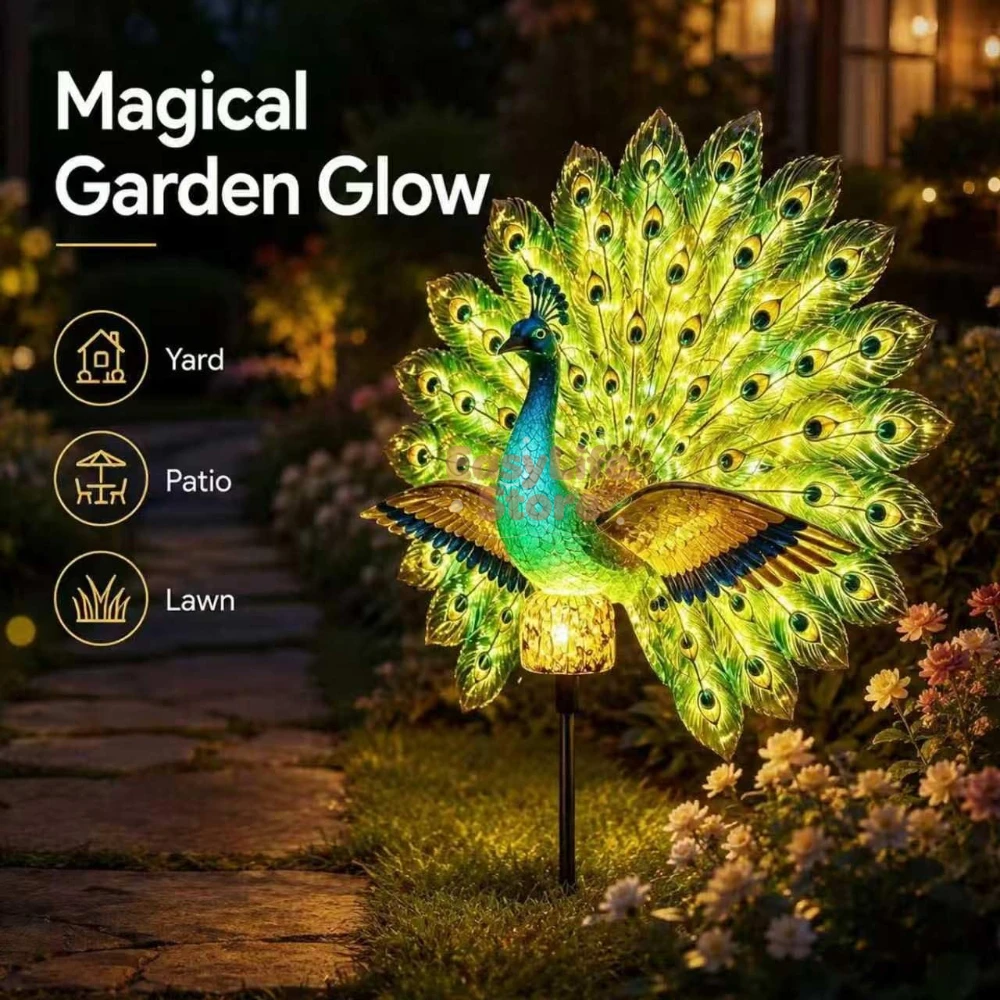 تمثال الطاووس الشمسي للحديقة،  - مراجعة Outdoor Lighting For Backyard وسعره