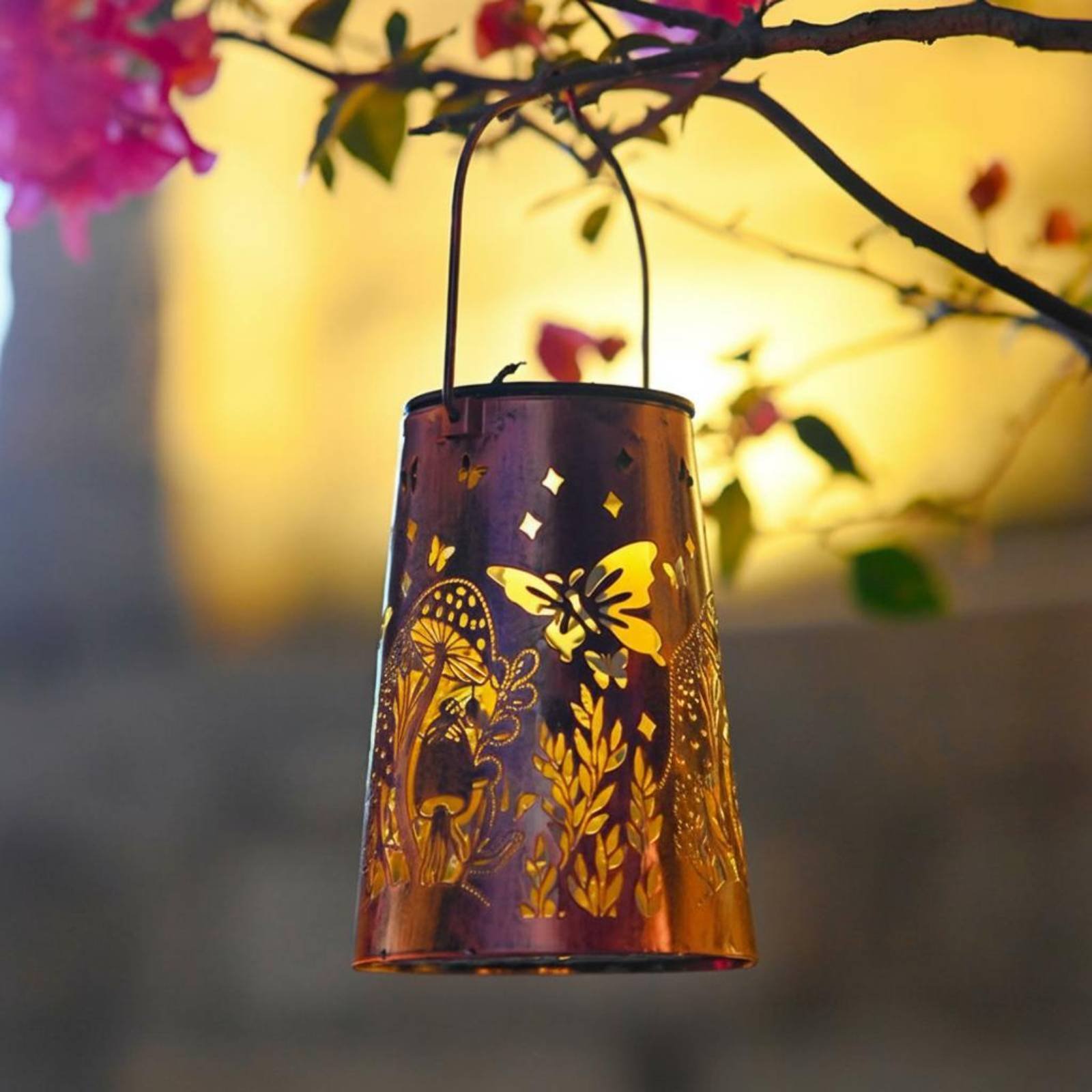 فانوس حديقة بنمط زهور، إضاءة خ - مراجعة Solar Lantern Hanging وسعره