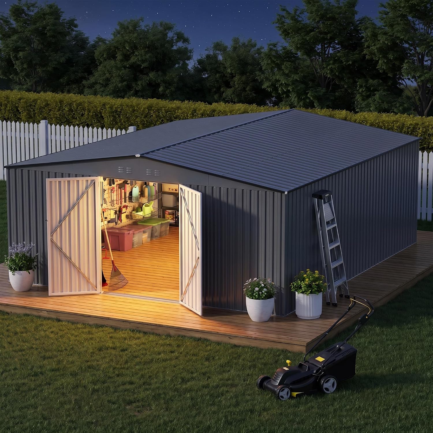 سقيفة تخزين خارجية 14x12 قدم،  - مراجعة Outdoor Lighting For Backyard وسعره