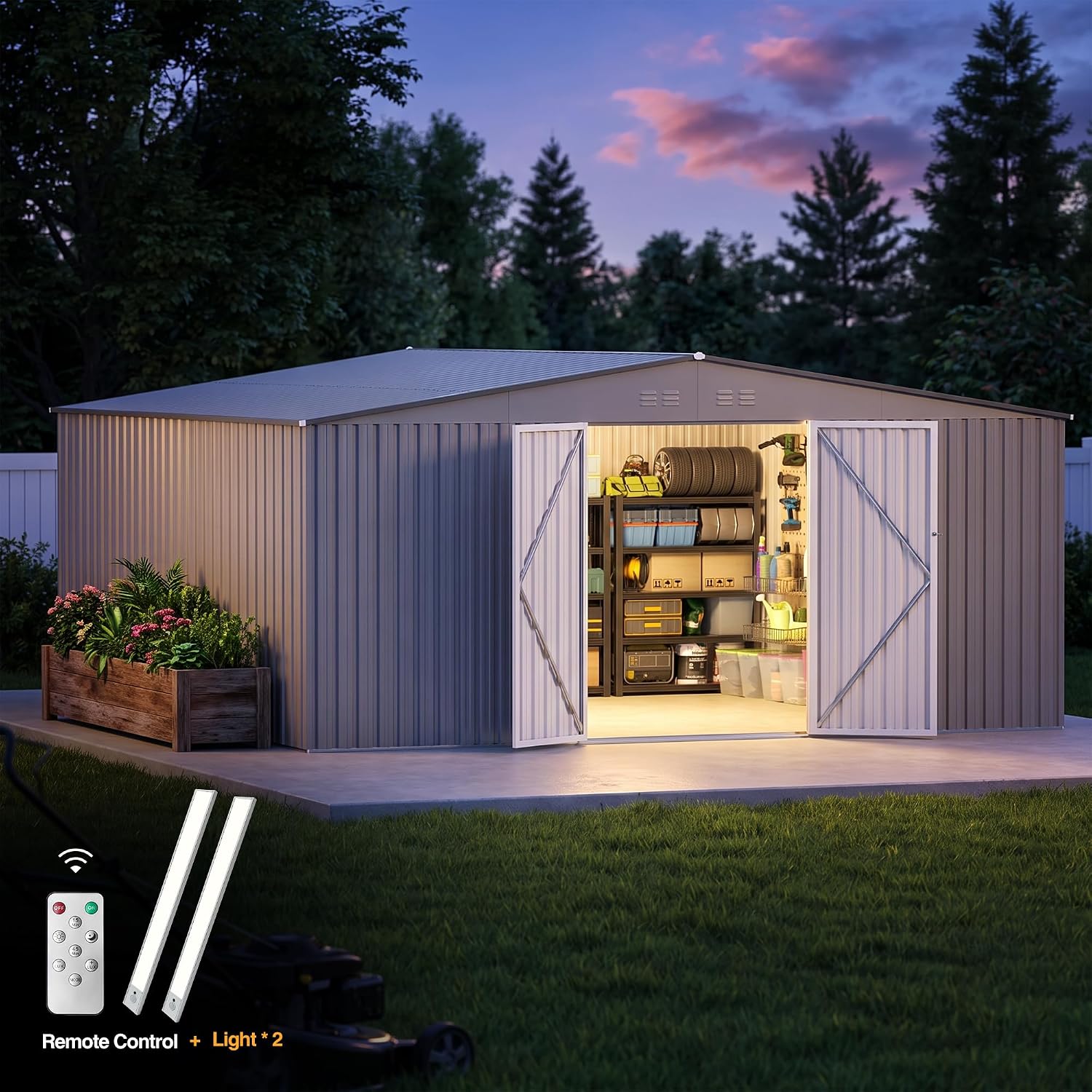سقيفة تخزين خارجية 14x12 قدم،  - مراجعة Outdoor Lighting For Backyard وسعره