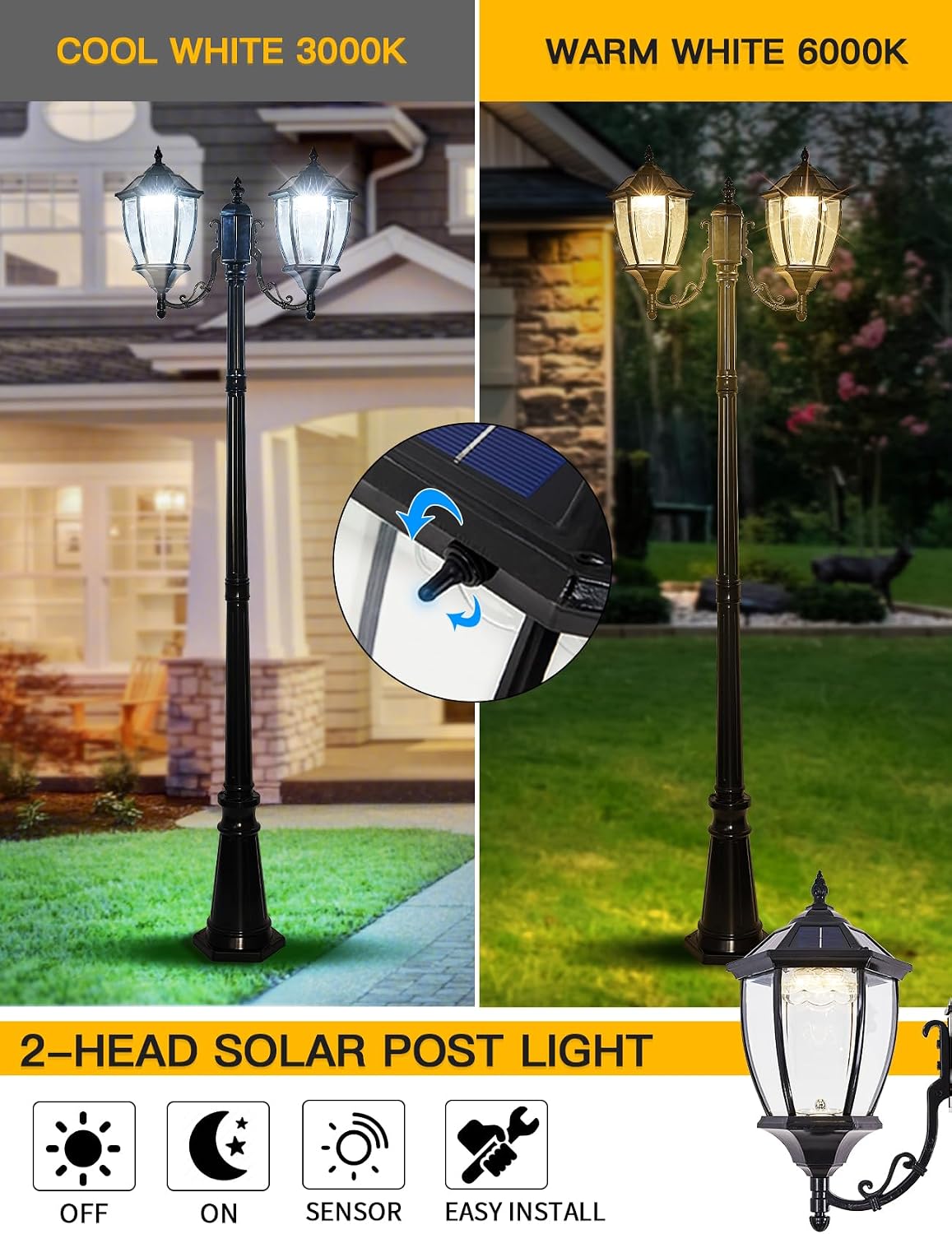 مصابيح عمودية شمسية خارجية مزو - مراجعة Outdoor Lighting Dusk To Dawn وسعره