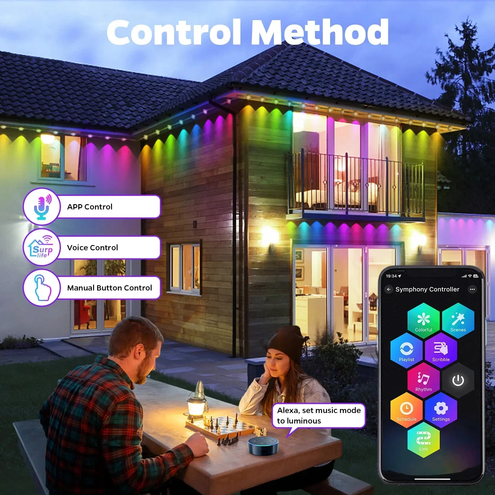 إضاءة خارجية دائمة بطول 300 قد - مراجعة Outdoor Lighting Under Eaves وسعره